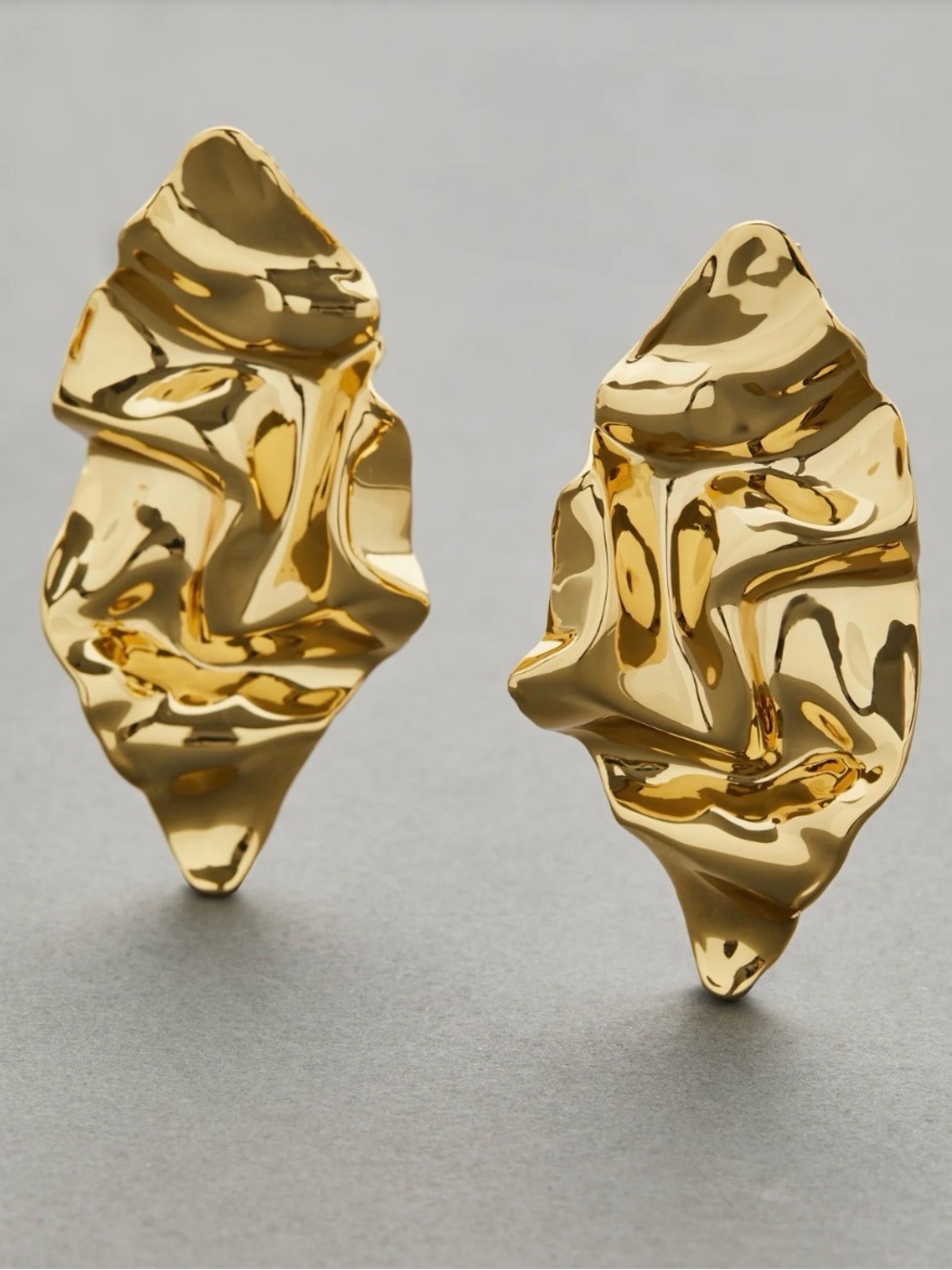 NEW Alexis Bittar Large Gold Crumpled Post Earrings Molten Metal AU21 - Picture 8 of 12